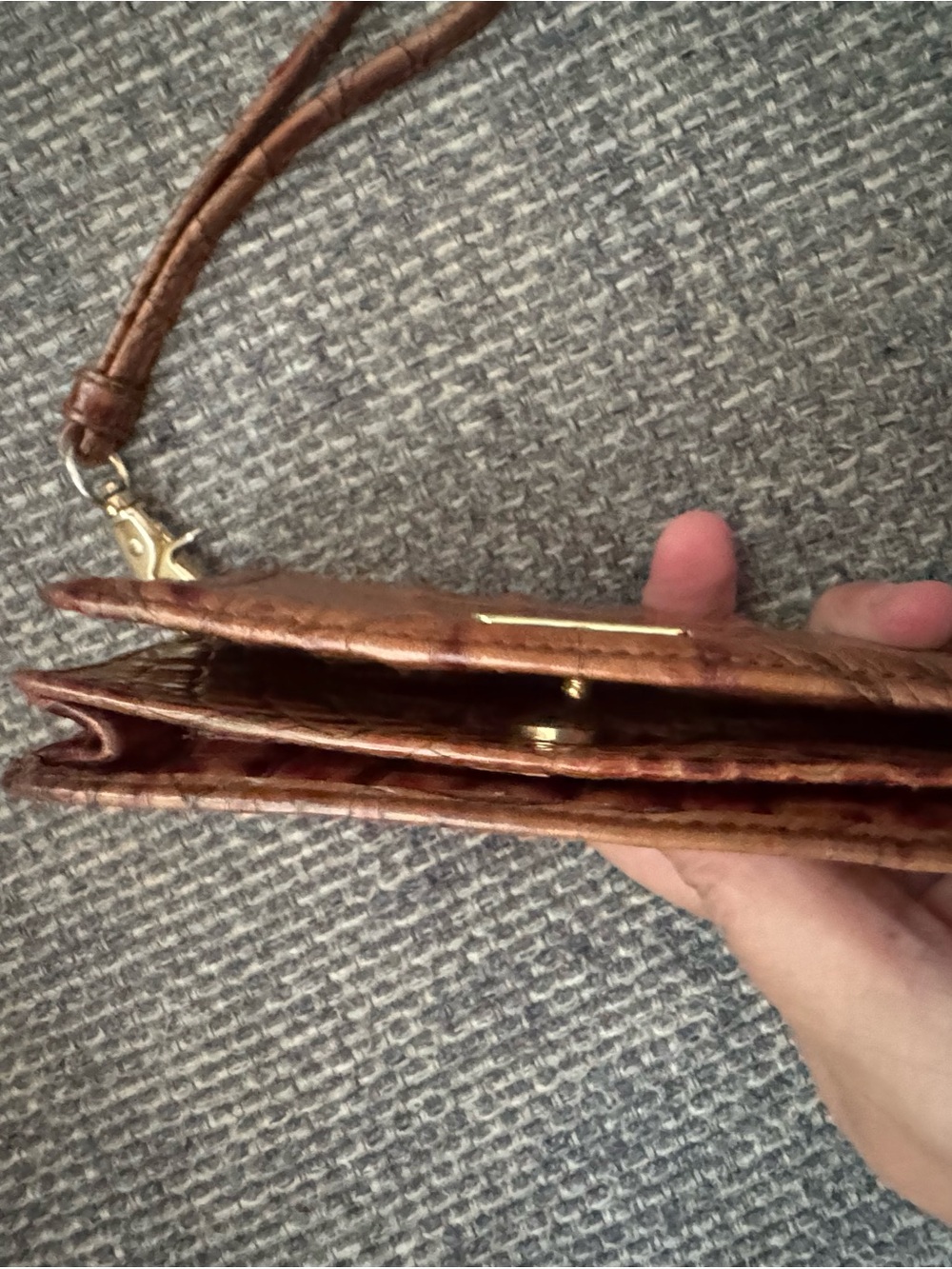 Brahmin Debra Melbourne Pecan Croc Embossed Leather Wristlet Wallet - Picture 7 of 9